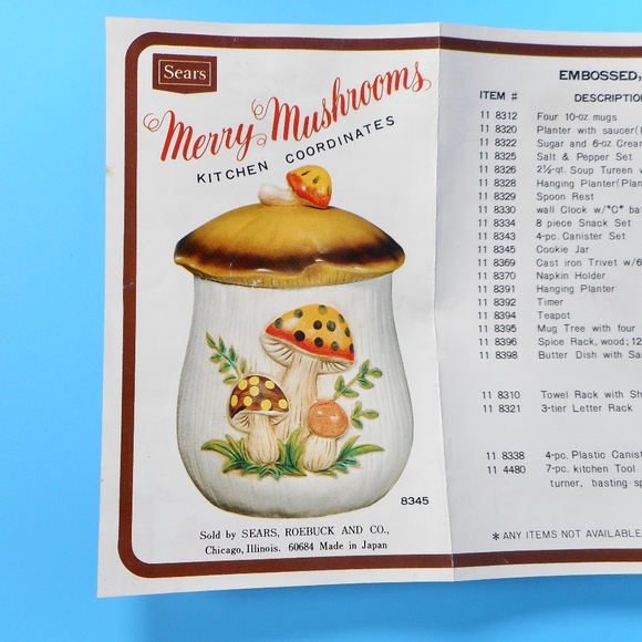 4 VTG 70s Thermo Serv Merry Mushroom Cups Mugs Set Sears w box & pamphlet - Picture 8 of 16